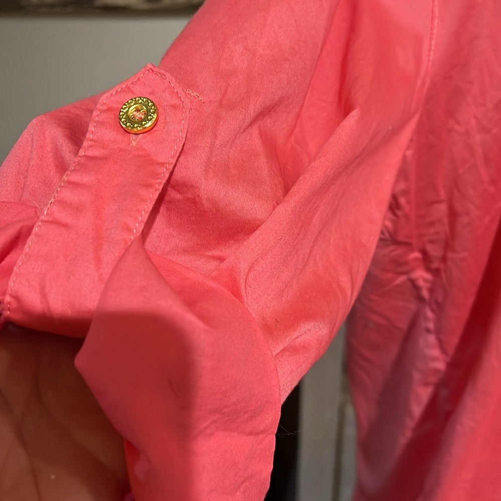 Soft surrounding cowl neck blouse roll tab sleeves, gold button women’s size XL - Picture 4 of 7